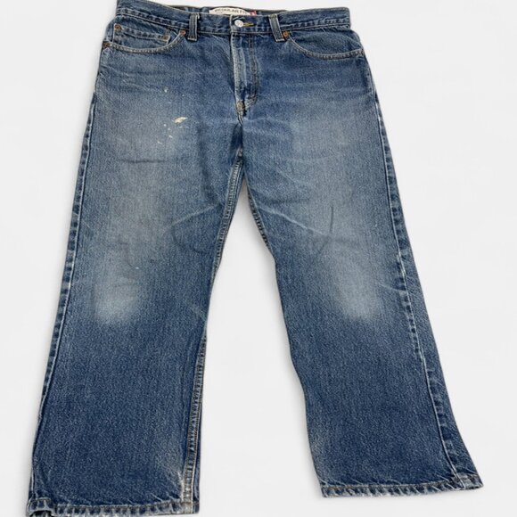 Levi's 505 Men's Blue Denim Jeans Size 34x29 Regular Straight Distressed Vintage - Picture 1 of 14